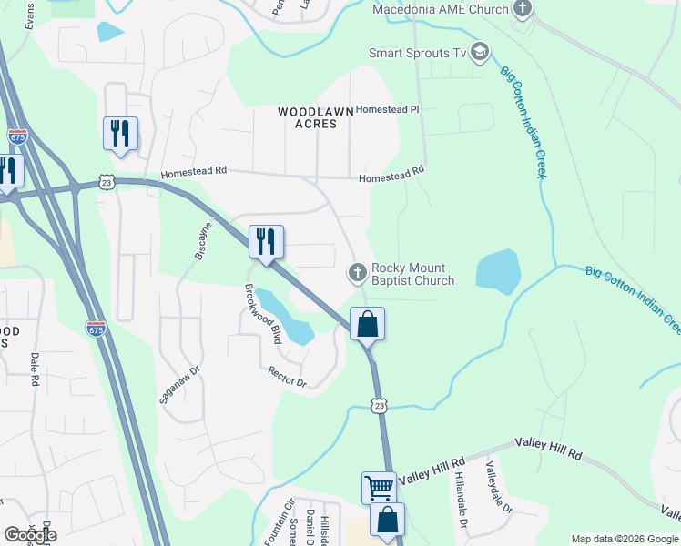 map of restaurants, bars, coffee shops, grocery stores, and more near 3910 Augustine Place in Rex
