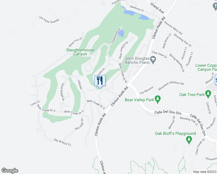 map of restaurants, bars, coffee shops, grocery stores, and more near 38574 Lochinvar Court in Murrieta