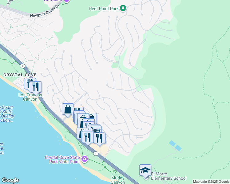 map of restaurants, bars, coffee shops, grocery stores, and more near 23 Moon Shell in Newport Beach