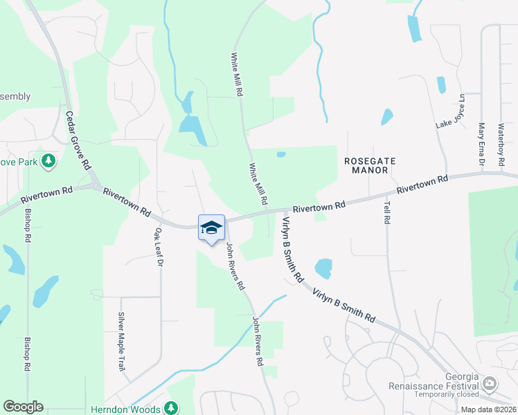map of restaurants, bars, coffee shops, grocery stores, and more near 7055 RiverTown Road in Fairburn