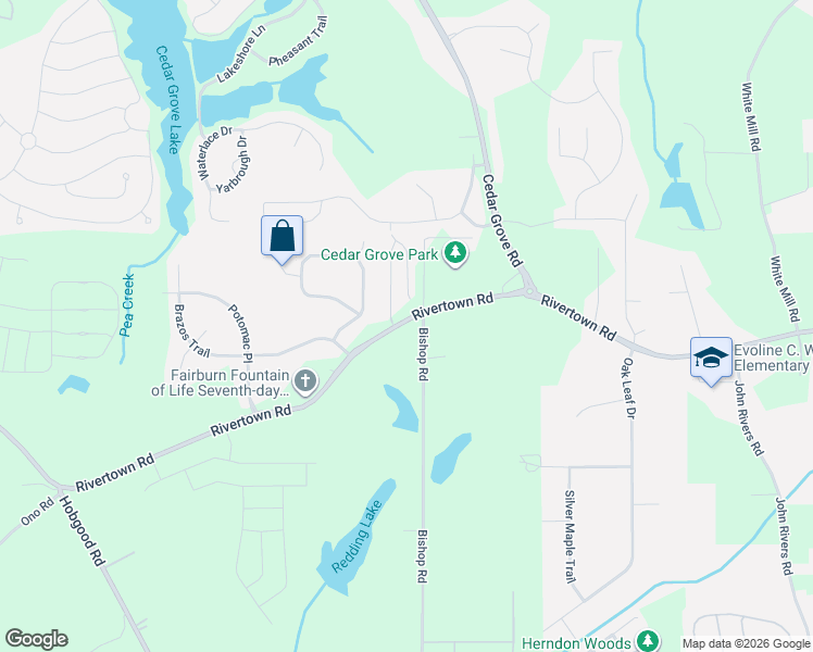 map of restaurants, bars, coffee shops, grocery stores, and more near 305 Belaire Way in Fairburn