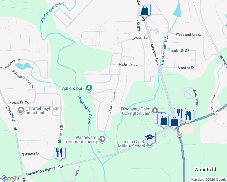 map of restaurants, bars, coffee shops, grocery stores, and more near 9117 Cecelia Street Southwest in Covington