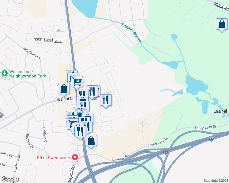 map of restaurants, bars, coffee shops, grocery stores, and more near 120 Merovan Drive in North Augusta