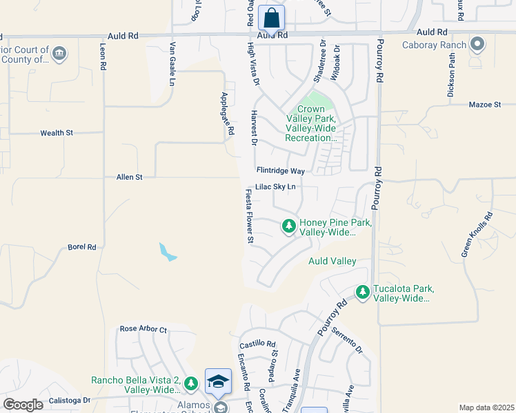 map of restaurants, bars, coffee shops, grocery stores, and more near 31555 Mojave Rose Court in Murrieta