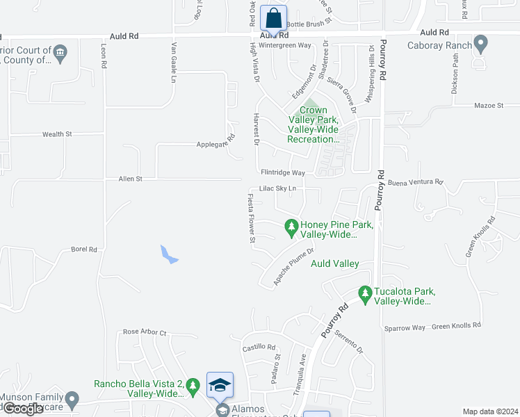 map of restaurants, bars, coffee shops, grocery stores, and more near 31555 Mojave Rose Court in Murrieta