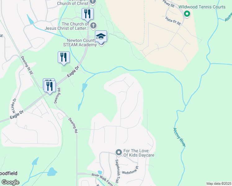 map of restaurants, bars, coffee shops, grocery stores, and more near 50 Dearing Cove in Covington