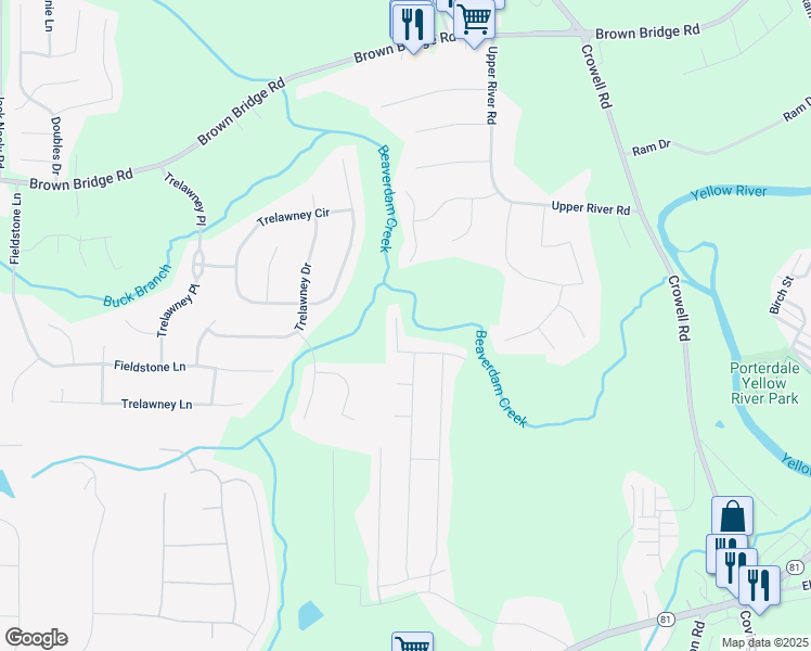 map of restaurants, bars, coffee shops, grocery stores, and more near 480 Mincy Way in Covington