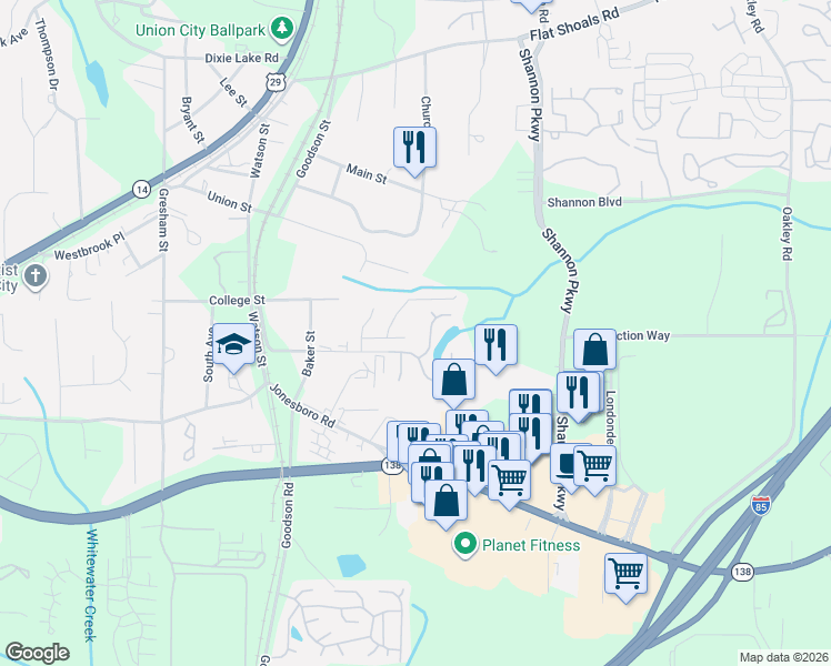map of restaurants, bars, coffee shops, grocery stores, and more near 3403 Summer Brooke Way in Union City