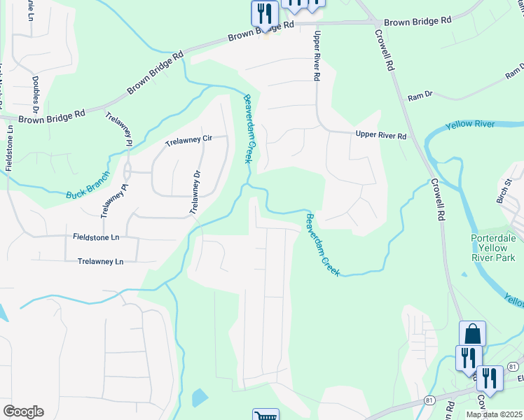 map of restaurants, bars, coffee shops, grocery stores, and more near 480 Mincy Way in Covington
