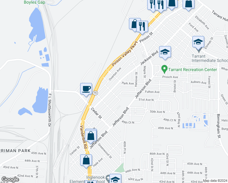 map of restaurants, bars, coffee shops, grocery stores, and more near 901 Jackson Boulevard in Birmingham