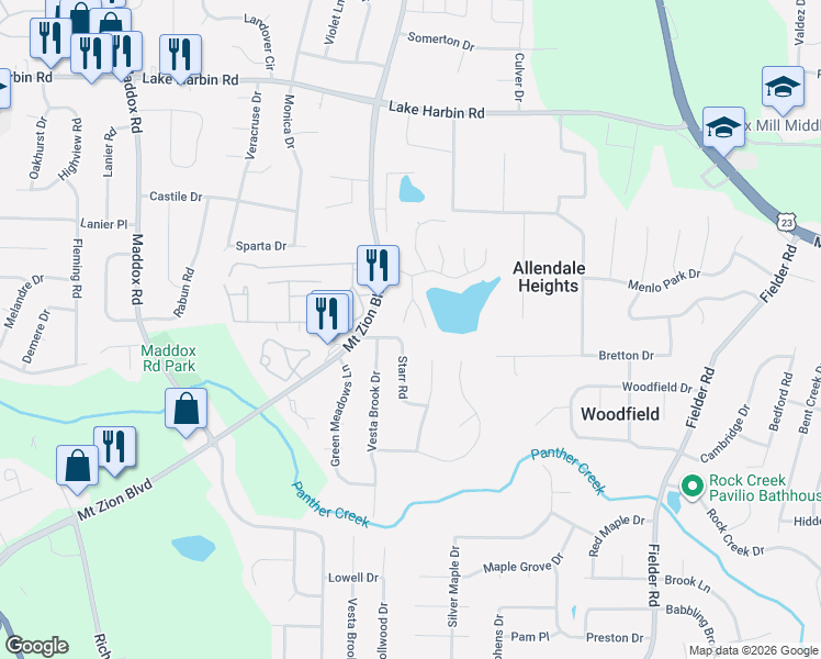 map of restaurants, bars, coffee shops, grocery stores, and more near 6580 Planters Court in Morrow
