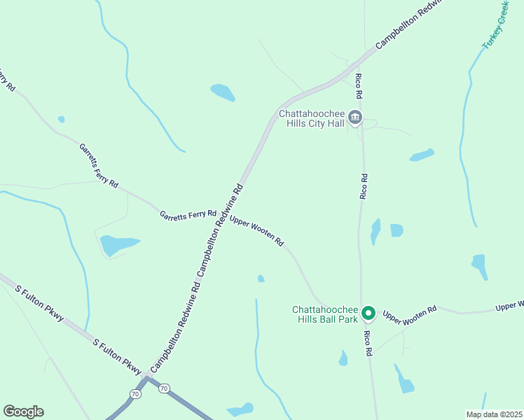 map of restaurants, bars, coffee shops, grocery stores, and more near Upper Wooten Road in Chattahoochee Hills