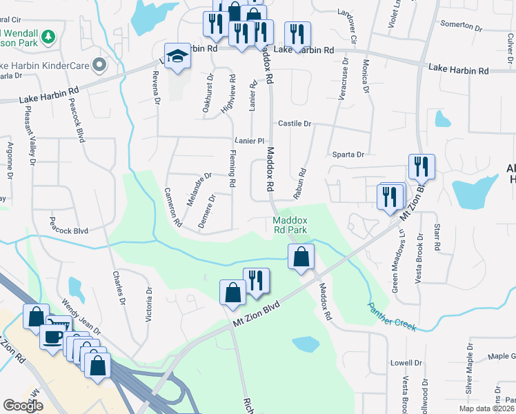 map of restaurants, bars, coffee shops, grocery stores, and more near 2364 Carousel Park Drive in Morrow