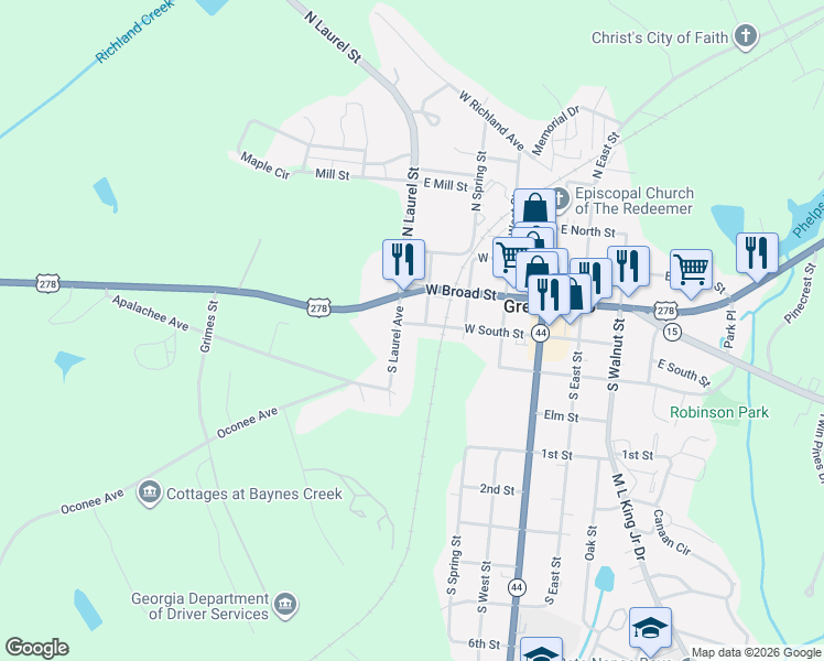 map of restaurants, bars, coffee shops, grocery stores, and more near 308 West South Street in Greensboro