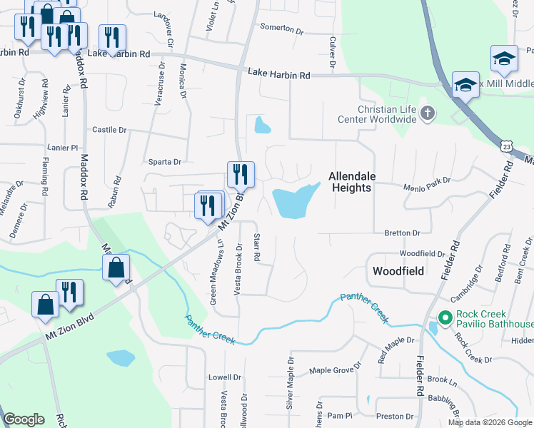 map of restaurants, bars, coffee shops, grocery stores, and more near 6579 Oak Mill Court in Morrow