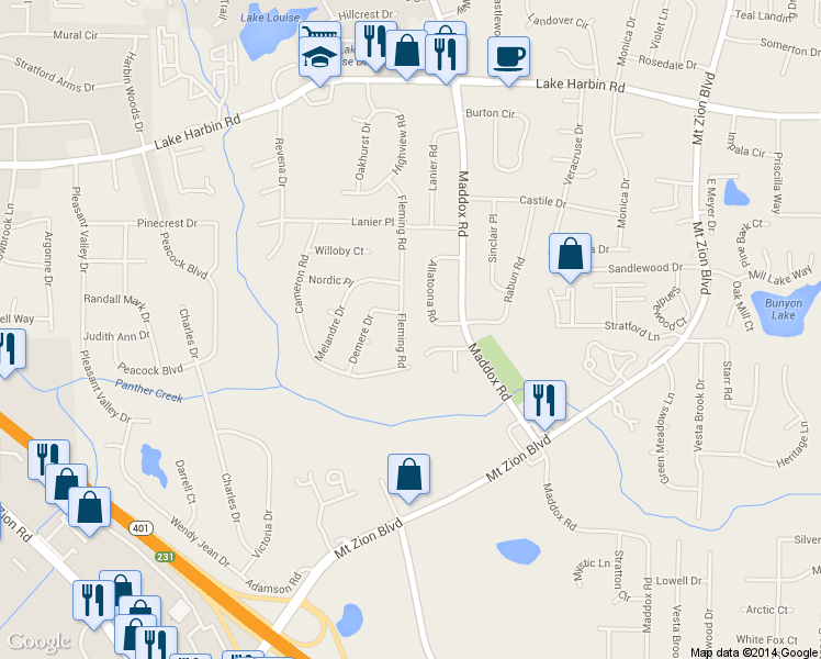map of restaurants, bars, coffee shops, grocery stores, and more near 6596 Fleming Road in Morrow