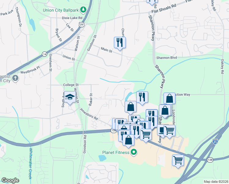 map of restaurants, bars, coffee shops, grocery stores, and more near 3408 Summer Brooke Way in Union City