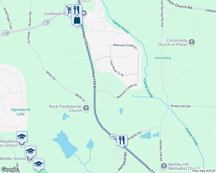 map of restaurants, bars, coffee shops, grocery stores, and more near 307 Mandy Rose Trace in Stockbridge