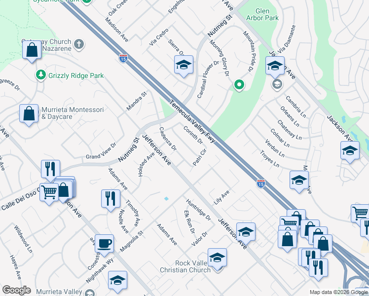 map of restaurants, bars, coffee shops, grocery stores, and more near 23925 Constantine Drive in Murrieta