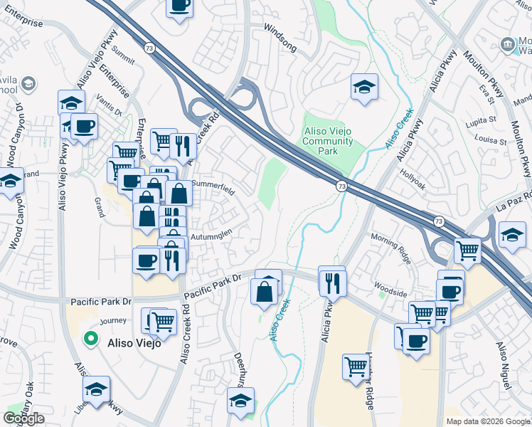 map of restaurants, bars, coffee shops, grocery stores, and more near 24 Mayfair in Aliso Viejo
