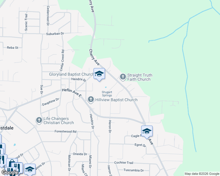 map of restaurants, bars, coffee shops, grocery stores, and more near 924 Laverne Street in Birmingham
