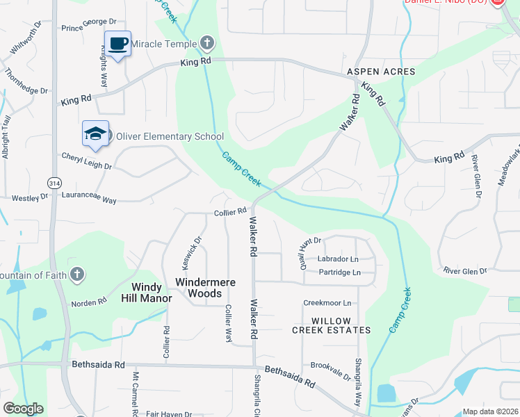 map of restaurants, bars, coffee shops, grocery stores, and more near 6605 Walker Road in Riverdale