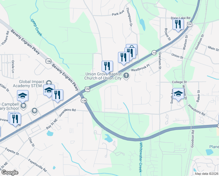 map of restaurants, bars, coffee shops, grocery stores, and more near 3547 Brookstone Way in Union City
