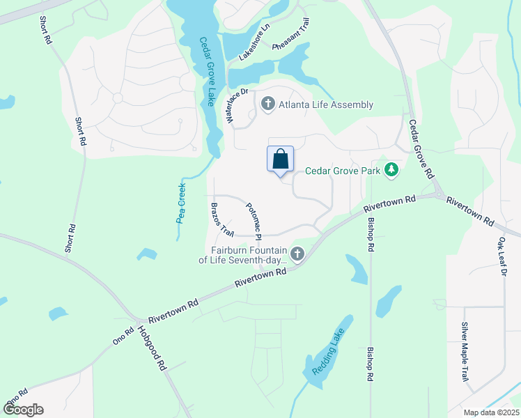 map of restaurants, bars, coffee shops, grocery stores, and more near 6802 Potomac Place in Fairburn