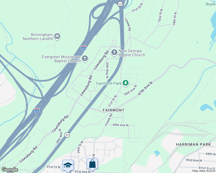 map of restaurants, bars, coffee shops, grocery stores, and more near 4925 30th Way North in Birmingham