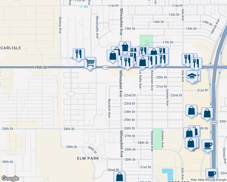 map of restaurants, bars, coffee shops, grocery stores, and more near 6507 22nd Street in Lubbock
