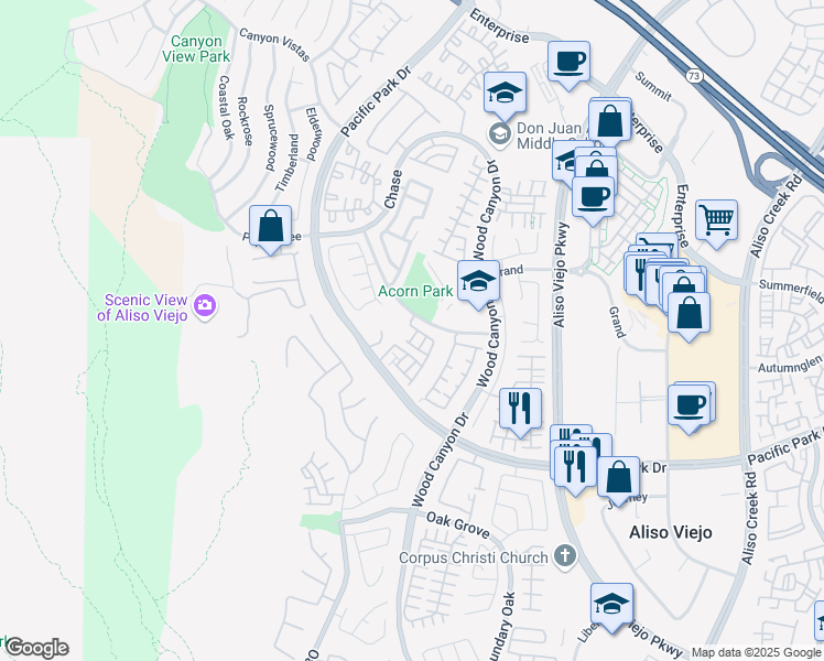 map of restaurants, bars, coffee shops, grocery stores, and more near 1 Redstone in Aliso Viejo