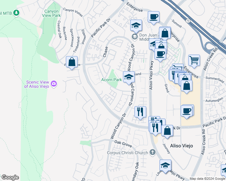 map of restaurants, bars, coffee shops, grocery stores, and more near 12 Heritage in Aliso Viejo