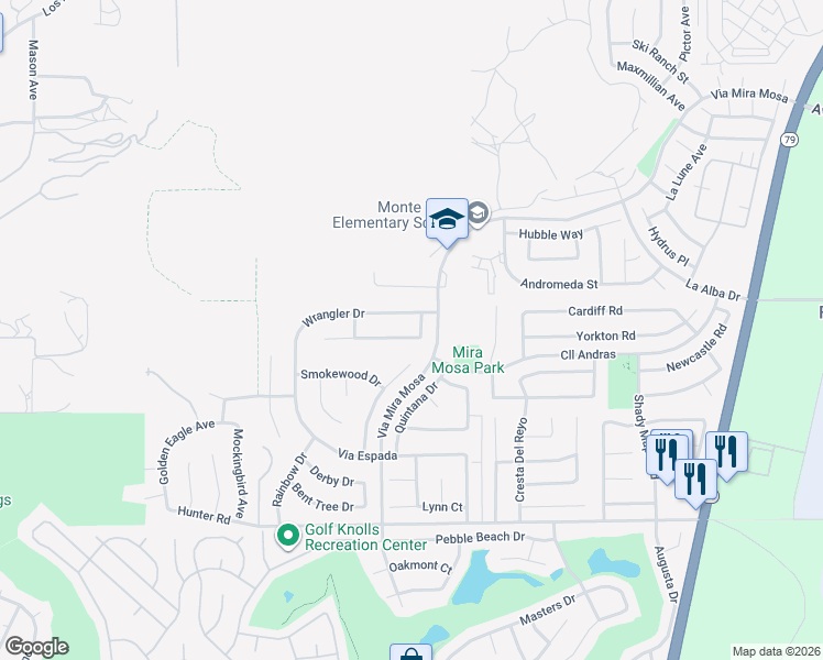 map of restaurants, bars, coffee shops, grocery stores, and more near 29368 Broken Arrow Way in Murrieta