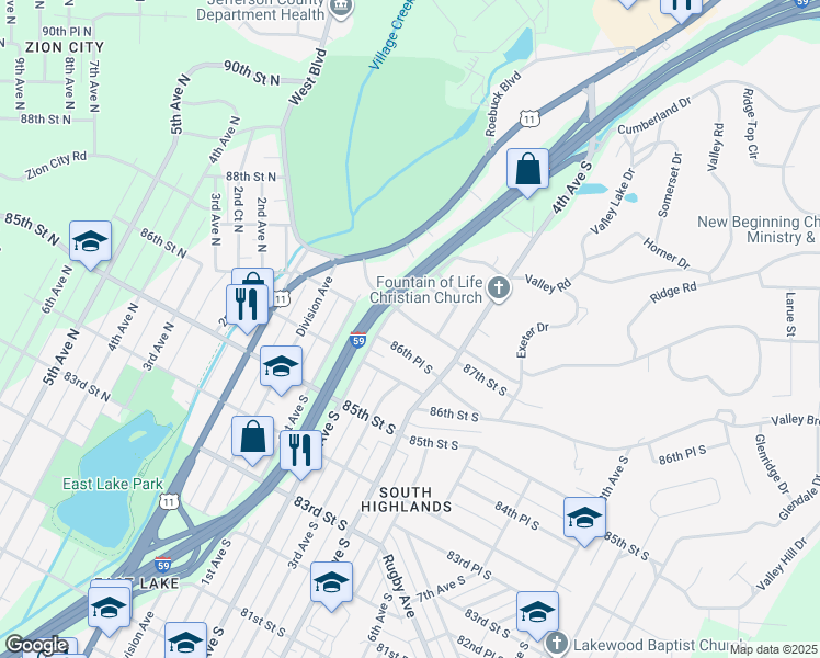 map of restaurants, bars, coffee shops, grocery stores, and more near 212 Red Oak Road in Birmingham