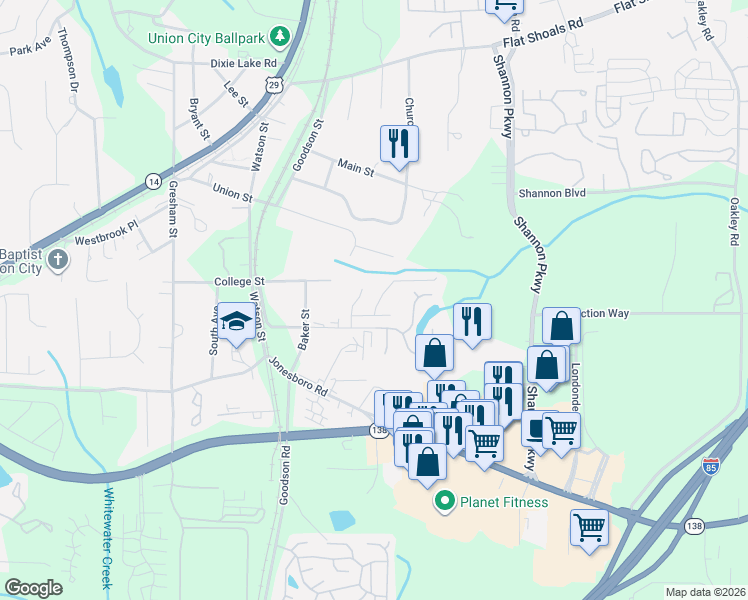map of restaurants, bars, coffee shops, grocery stores, and more near 3408 Summer Brooke Way in Union City