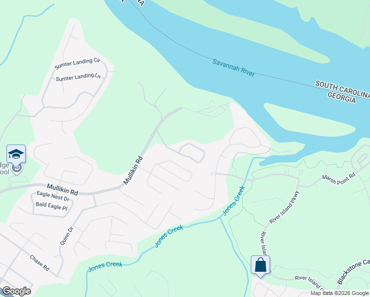 map of restaurants, bars, coffee shops, grocery stores, and more near 1159 Hunters Cove in Evans