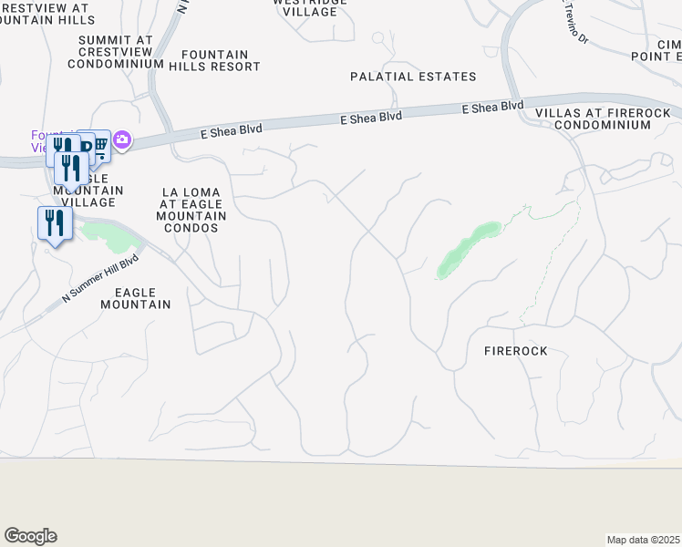 map of restaurants, bars, coffee shops, grocery stores, and more near 9720 North Fireridge Trail in Fountain Hills