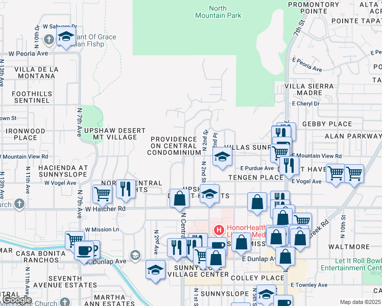 map of restaurants, bars, coffee shops, grocery stores, and more near 9632 North 2nd Street in Phoenix