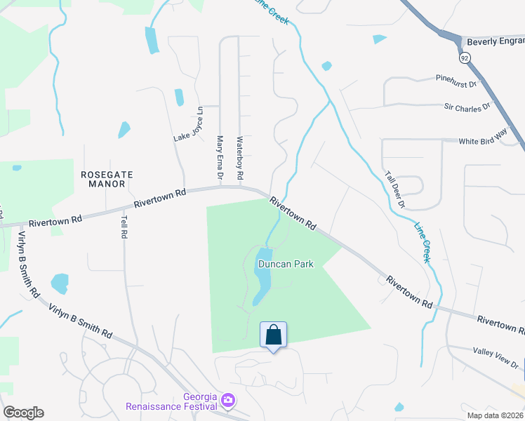 map of restaurants, bars, coffee shops, grocery stores, and more near 6530 RiverTown Road in Fairburn