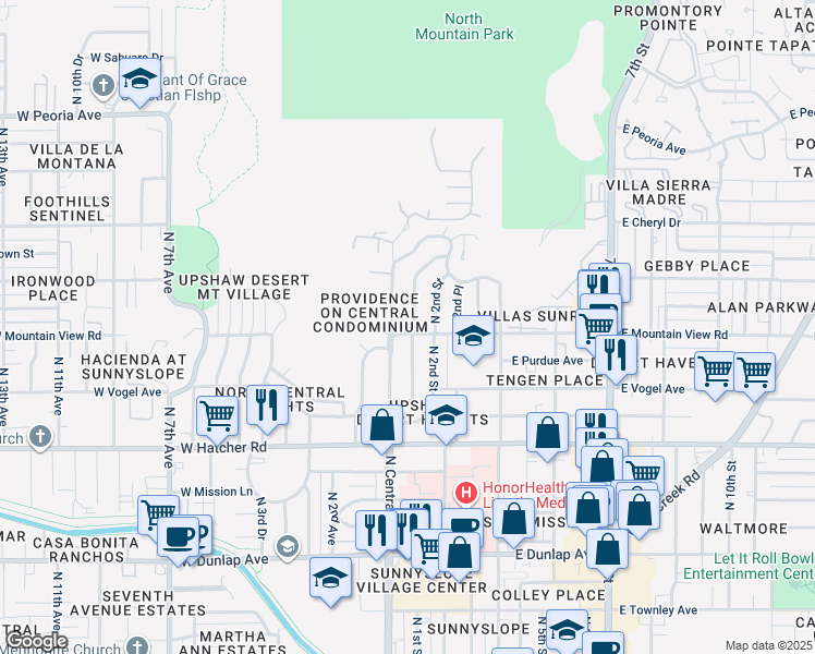 map of restaurants, bars, coffee shops, grocery stores, and more near 9632 North 2nd Street in Phoenix
