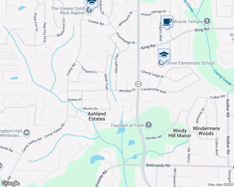 map of restaurants, bars, coffee shops, grocery stores, and more near 1716 Shirburn Circle in Riverdale