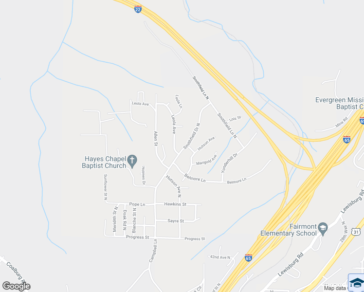 map of restaurants, bars, coffee shops, grocery stores, and more near 4744 Smithfield Drive North in Birmingham