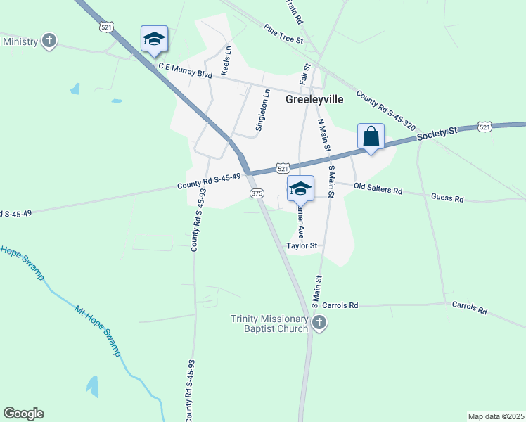 map of restaurants, bars, coffee shops, grocery stores, and more near 186-200 Gourdin Road in Greeleyville