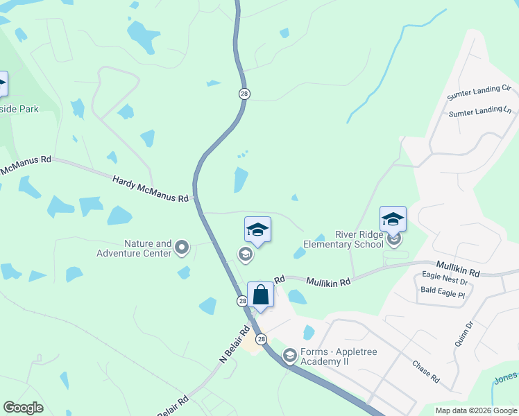map of restaurants, bars, coffee shops, grocery stores, and more near 1165 Furys Ferry Road in Evans