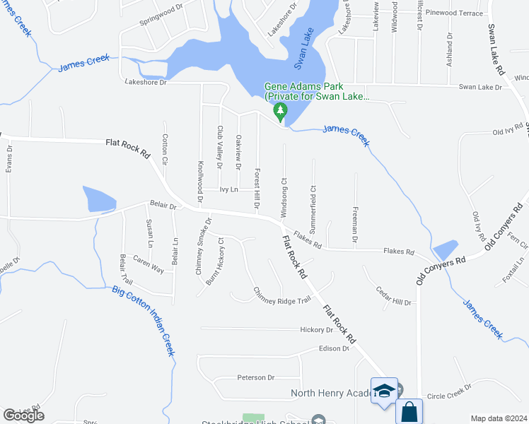 map of restaurants, bars, coffee shops, grocery stores, and more near 566 Forest Hill Drive in Stockbridge
