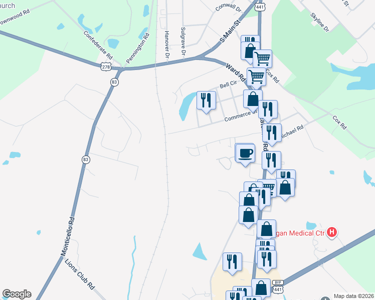 map of restaurants, bars, coffee shops, grocery stores, and more near Micha Way in Madison