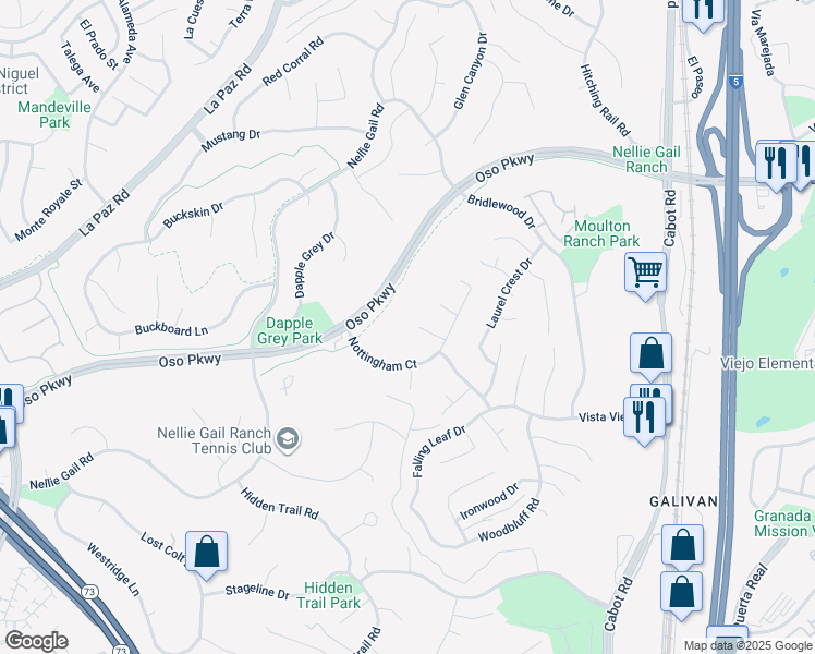 map of restaurants, bars, coffee shops, grocery stores, and more near 25542 Harrington Court in Laguna Hills