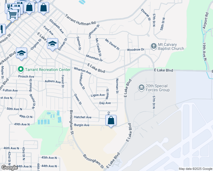 map of restaurants, bars, coffee shops, grocery stores, and more near 1832 Princeton Avenue in Birmingham