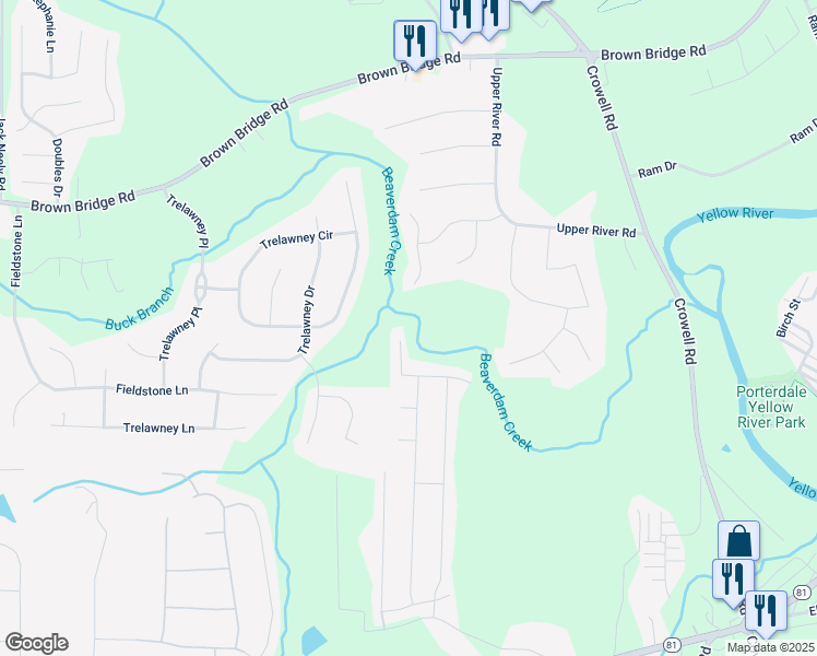 map of restaurants, bars, coffee shops, grocery stores, and more near 500 Mincy Way in Covington