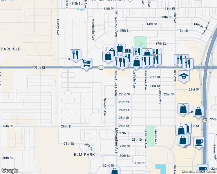 map of restaurants, bars, coffee shops, grocery stores, and more near 6508 21st Street in Lubbock